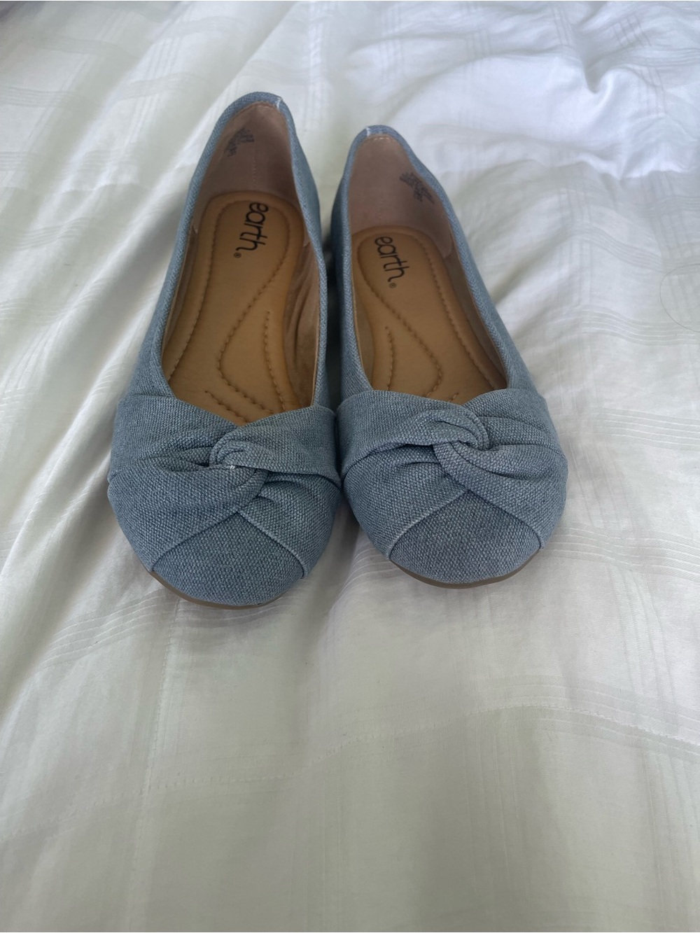 earth blue denim flats